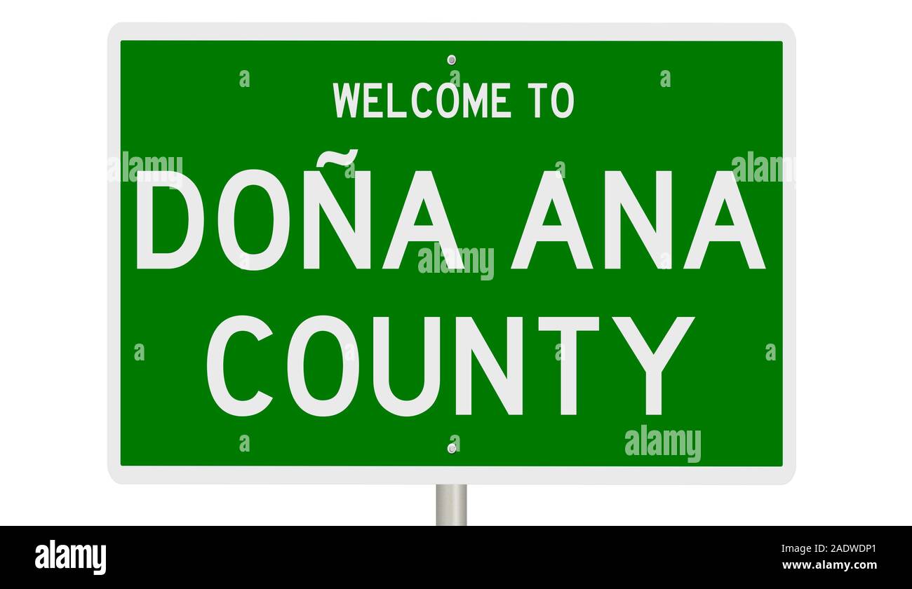 Rendering of a 3d green highway sign for Doña Ana County Stock Photo