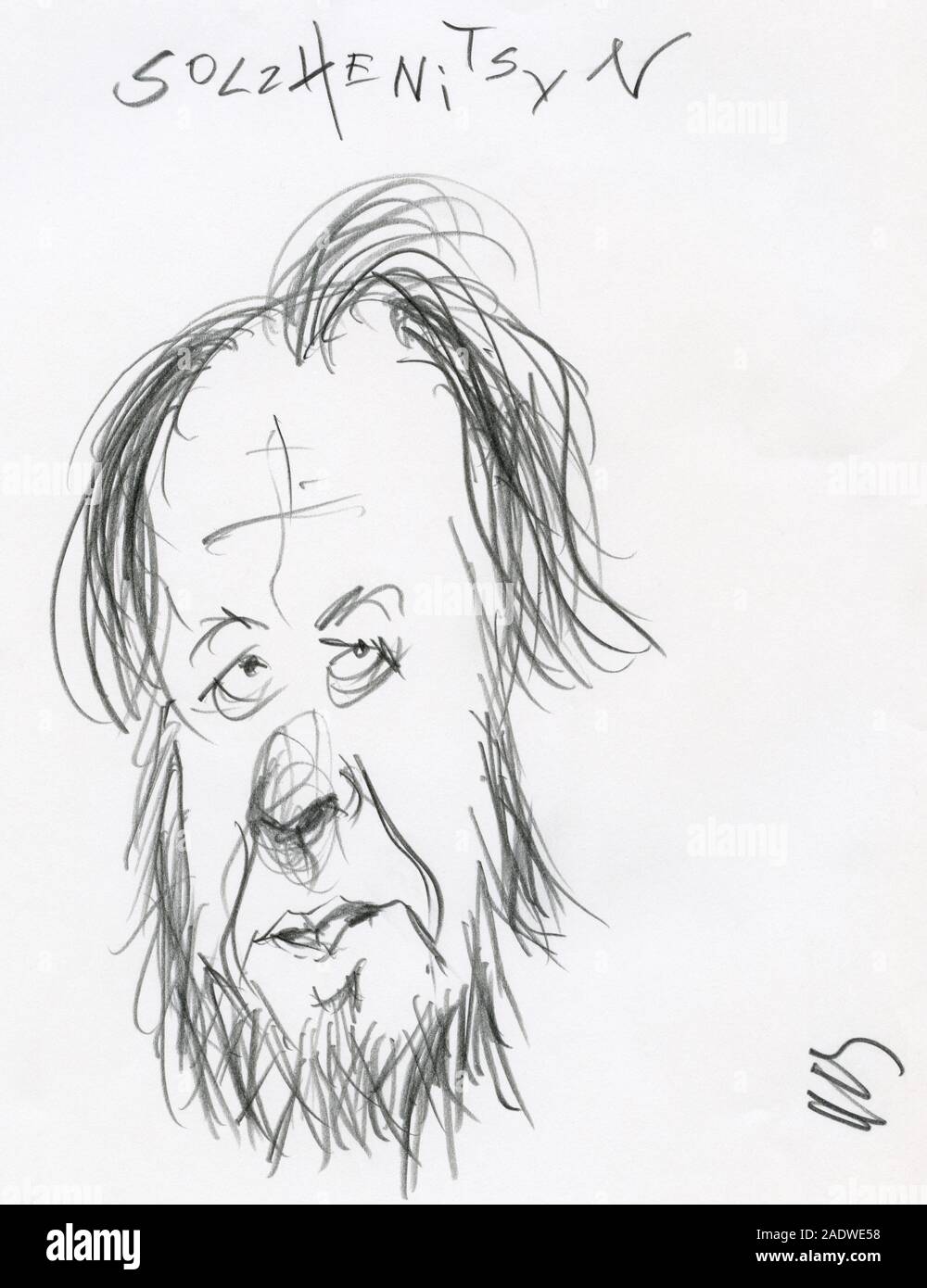 Pencil Drawing of Aleksandr Solzhenitsyn Stock Photo - Alamy