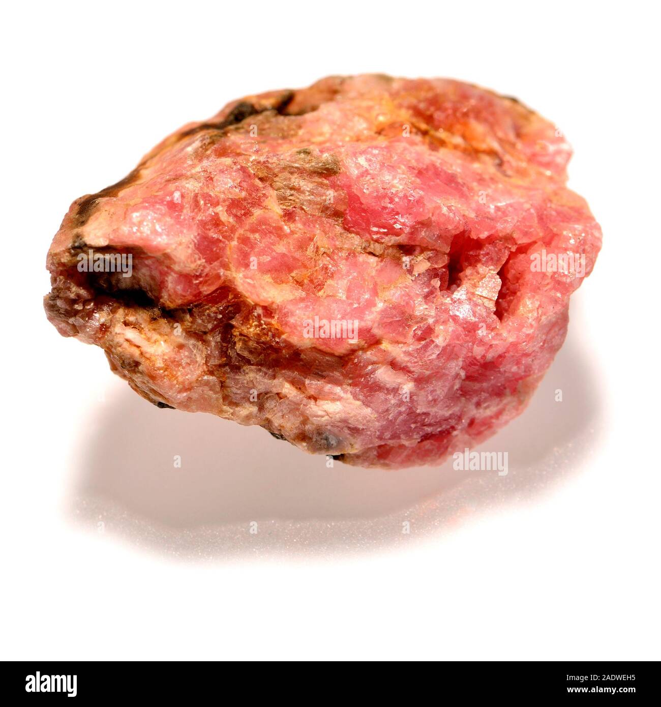 Rhodochrosite - manganese carbonate mineral with chemical composition MnCO₃. Stock Photo
