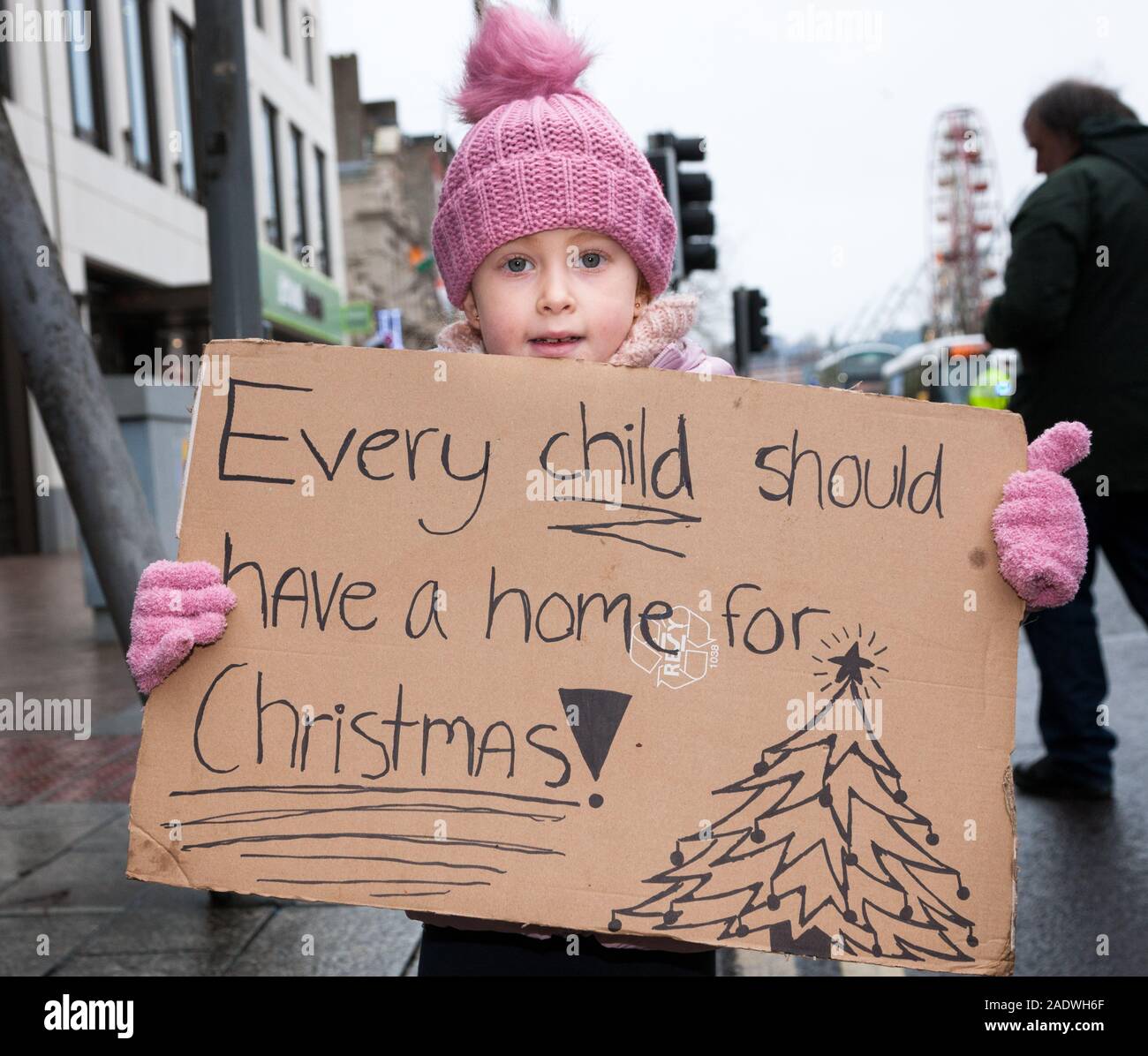 Cork City, Cork, Ireland. 05th December, 2019.  Jadya O'Flynn, Ballincollig at the housing protest march organised by the Right2Housing group which was held in Cork and highlightsthe issue of the housing crisis and homelessness in Cork City, Ireland. - Credit; David Creedon / Alamy Live News Stock Photo