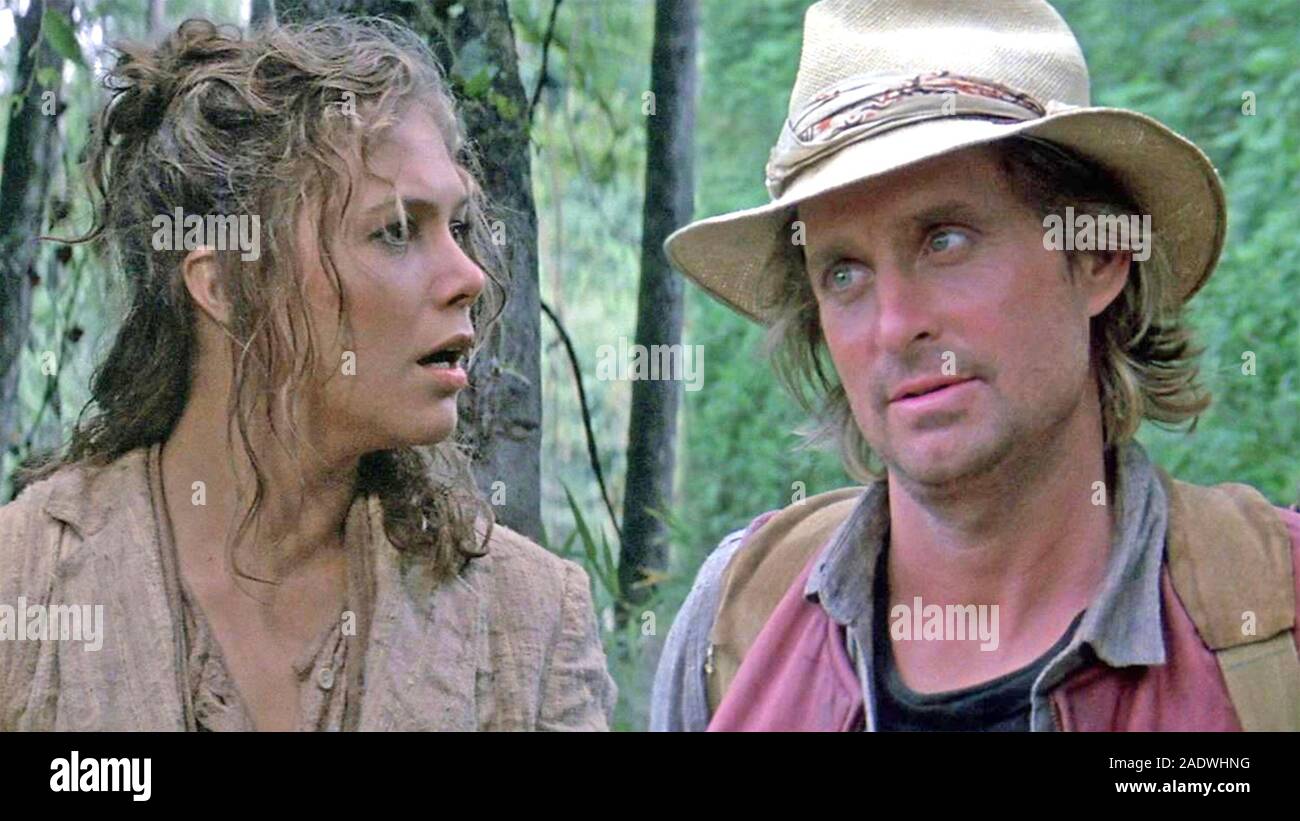 ROMANCING THE STONE 1984 20th Century Fox film with Kathleen Turner and Michael Douglas Stock Photo