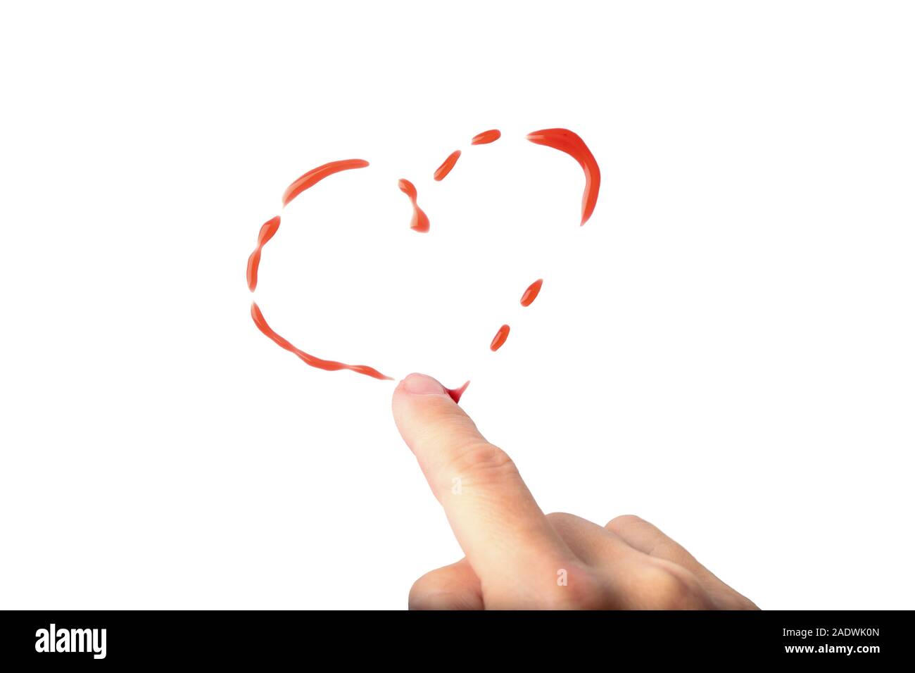 Woman Hand drawing Heart shape on white background. cardiology concept ...