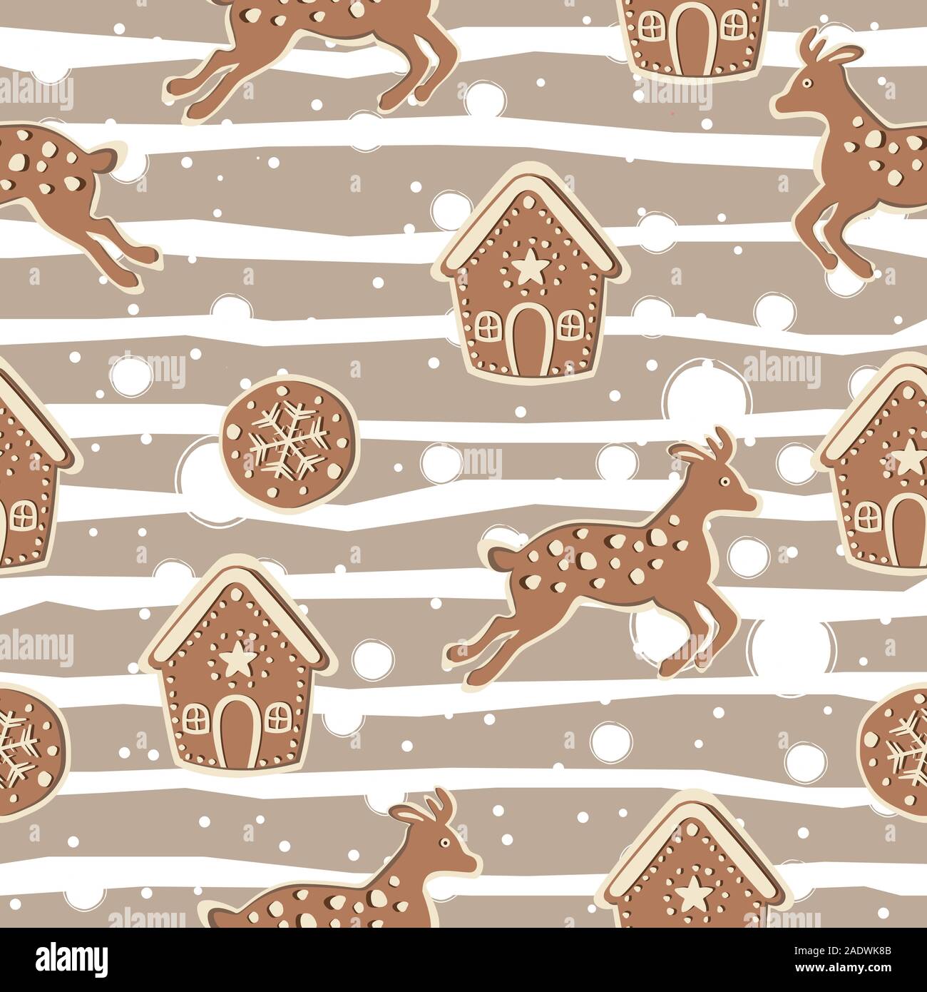 Seamless Pattern with Cute gingerbread cookiess, funny shape. Repeating ...