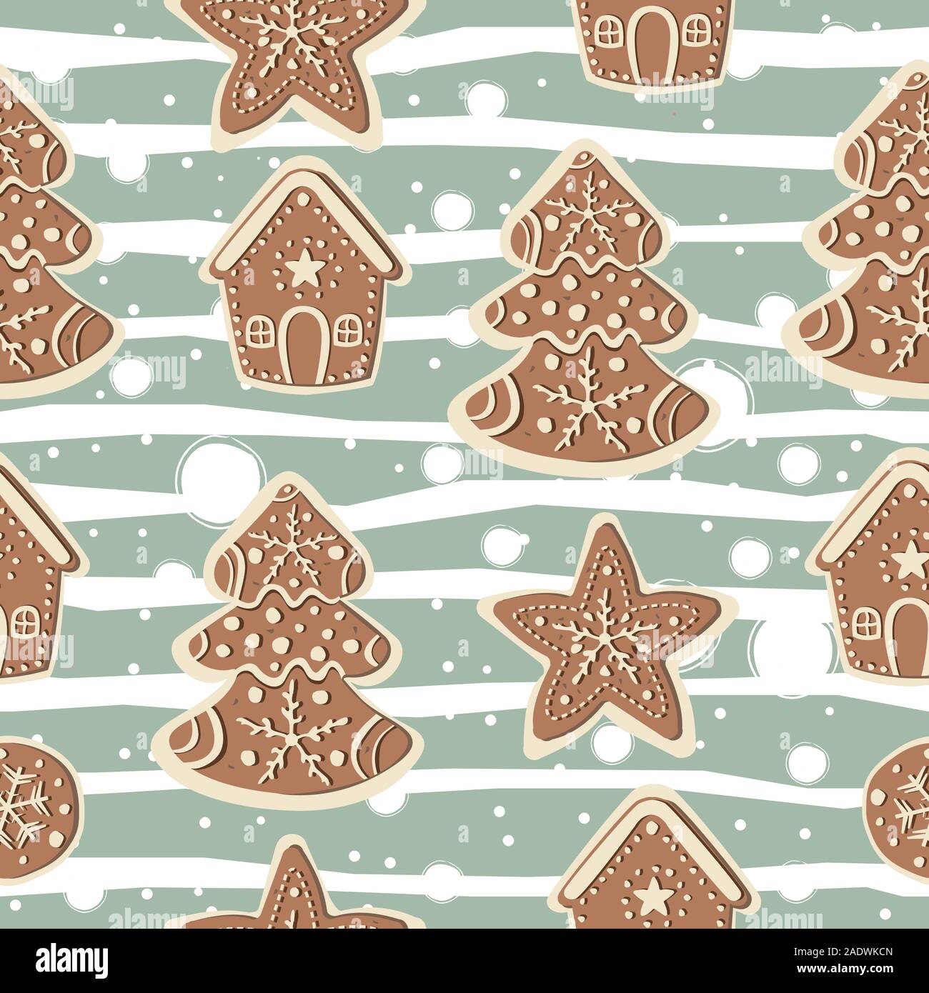 Seamless Pattern with Cute gingerbread cookiess, funny shape. Repeating ...