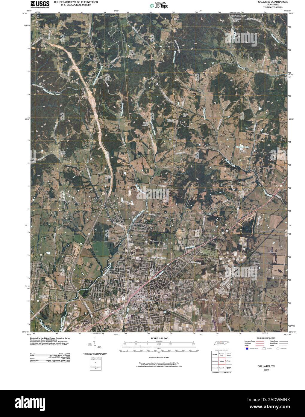 Usgs Topo Map Tennessee Tn Gallatin 20100427 Tm Restoration 2ADWMNK 
