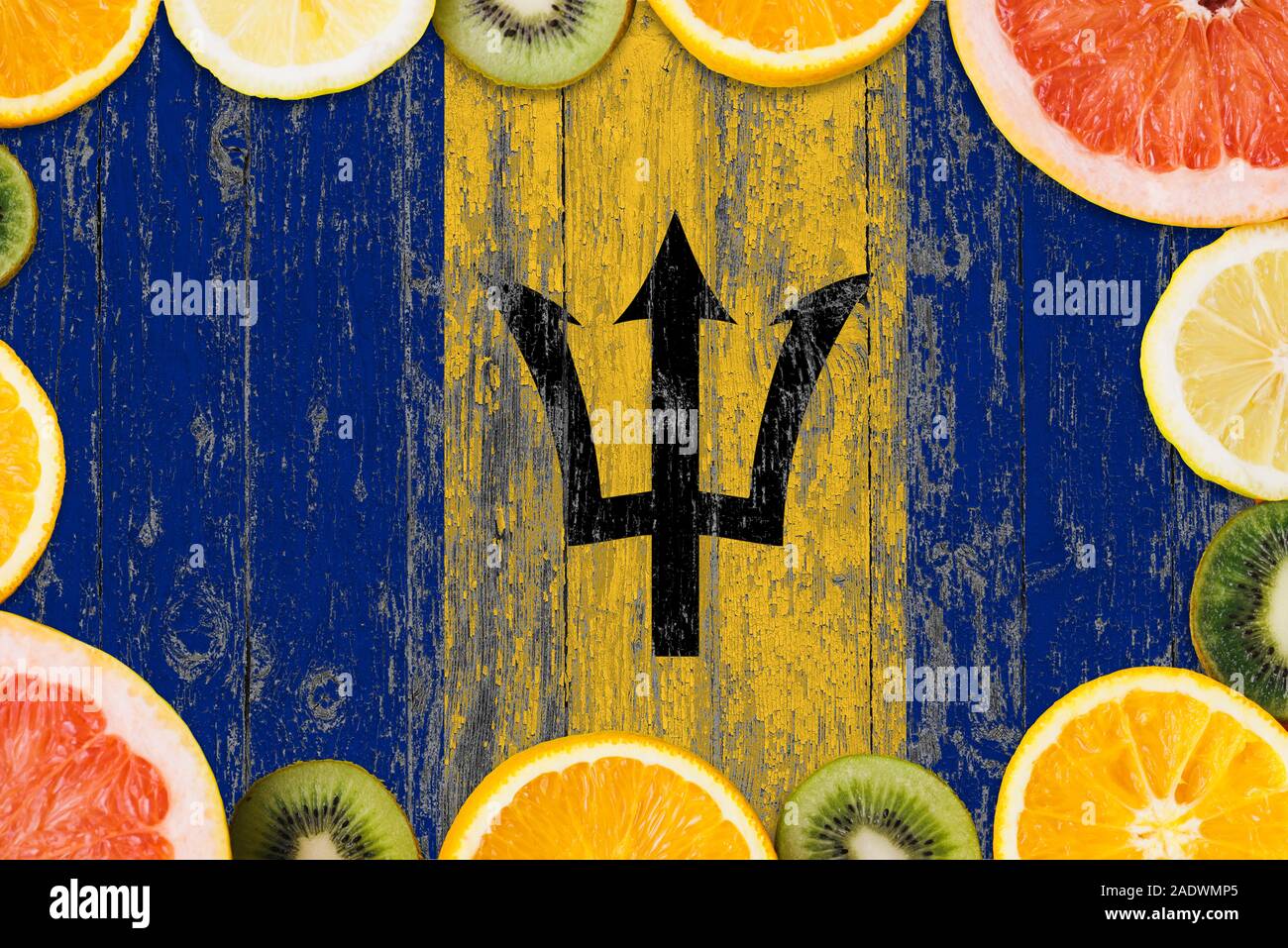 Barbados food concept. Fresh fruits from traditional gardens. Cooking