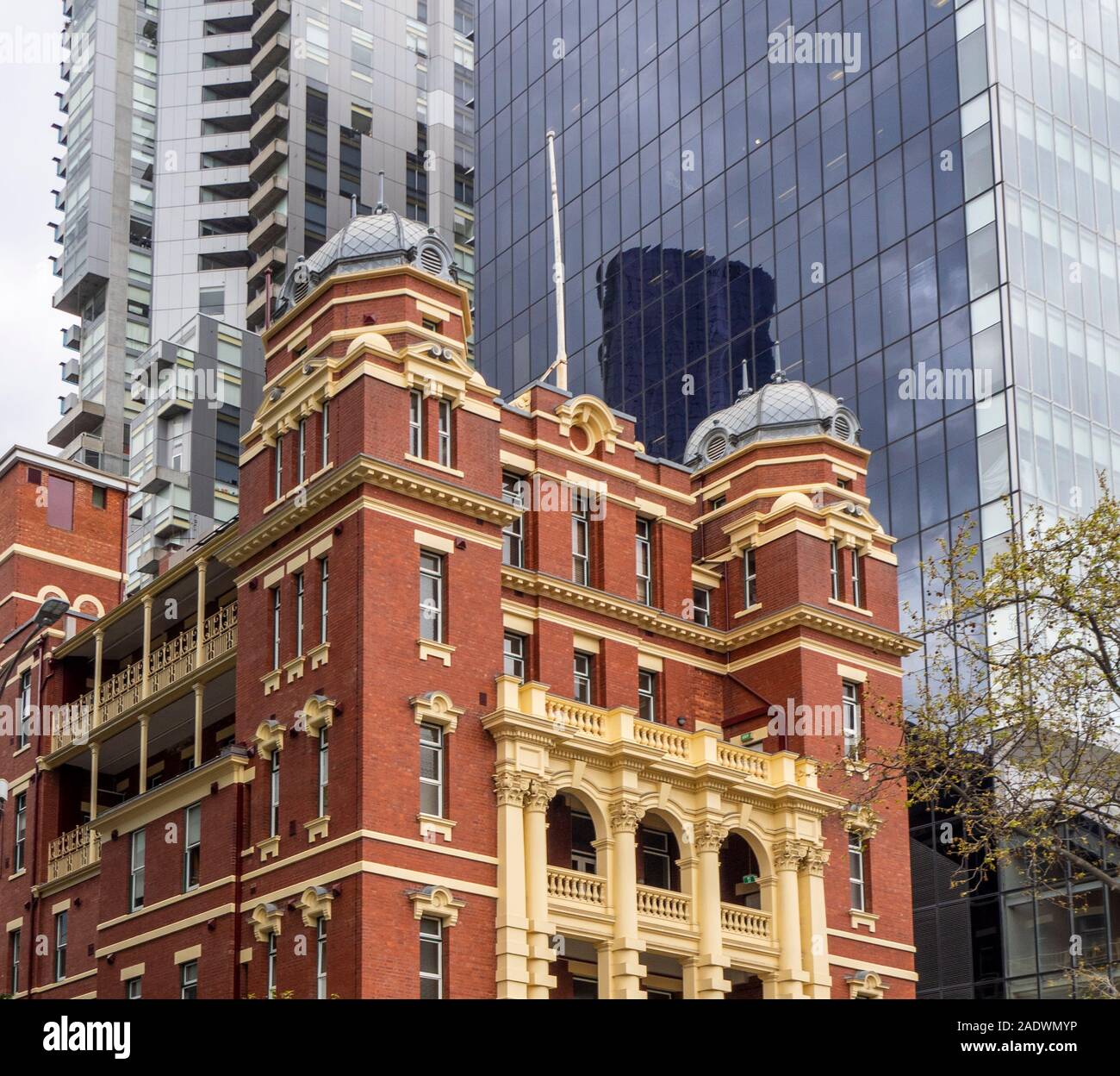 Part of former Queen Victoria Memorial Hospital in Edwardian architecture now Queen Victoria Womens Centre located Lonsdale St Melbourne Victoria Aust. Stock Photo