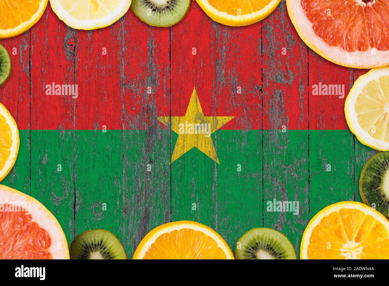 Burkina Faso food concept. Fresh fruits from traditional gardens