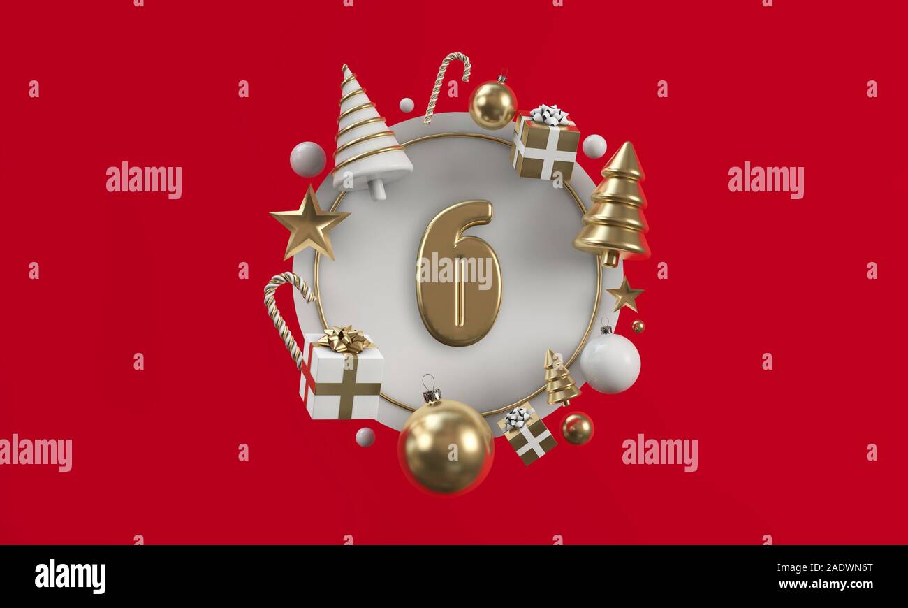 The 12 days of christmas. 6th day festive circle background. 3D Render Stock Photo Alamy