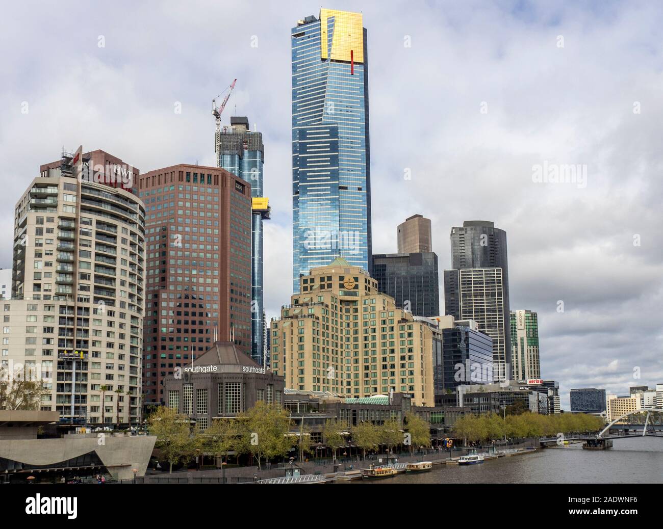 Eureka residential tower and towers skyscrapers hotels and apartments on Southbank along the