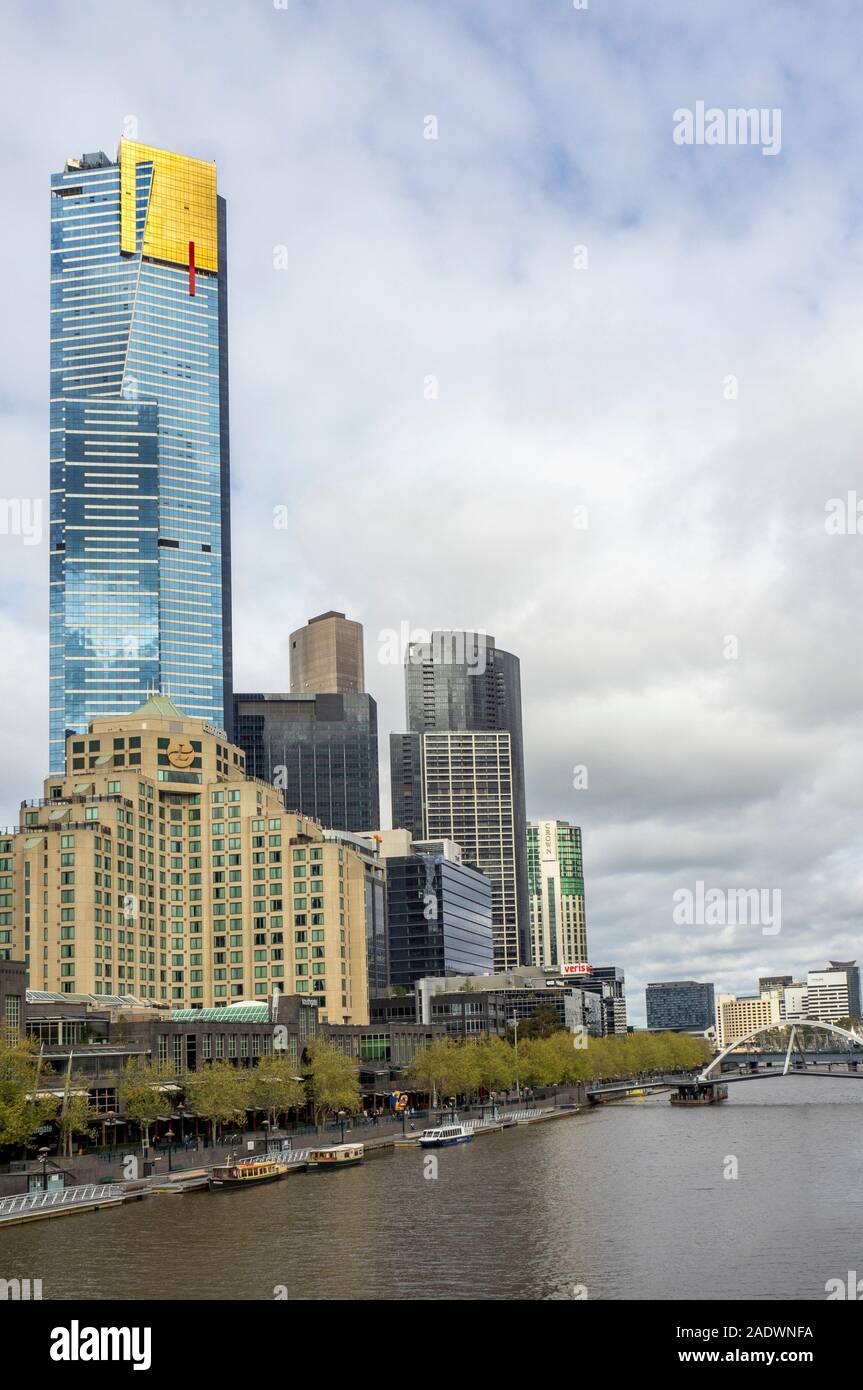 Eureka residential tower and towers skyscrapers hotels and apartments on Southbank along the