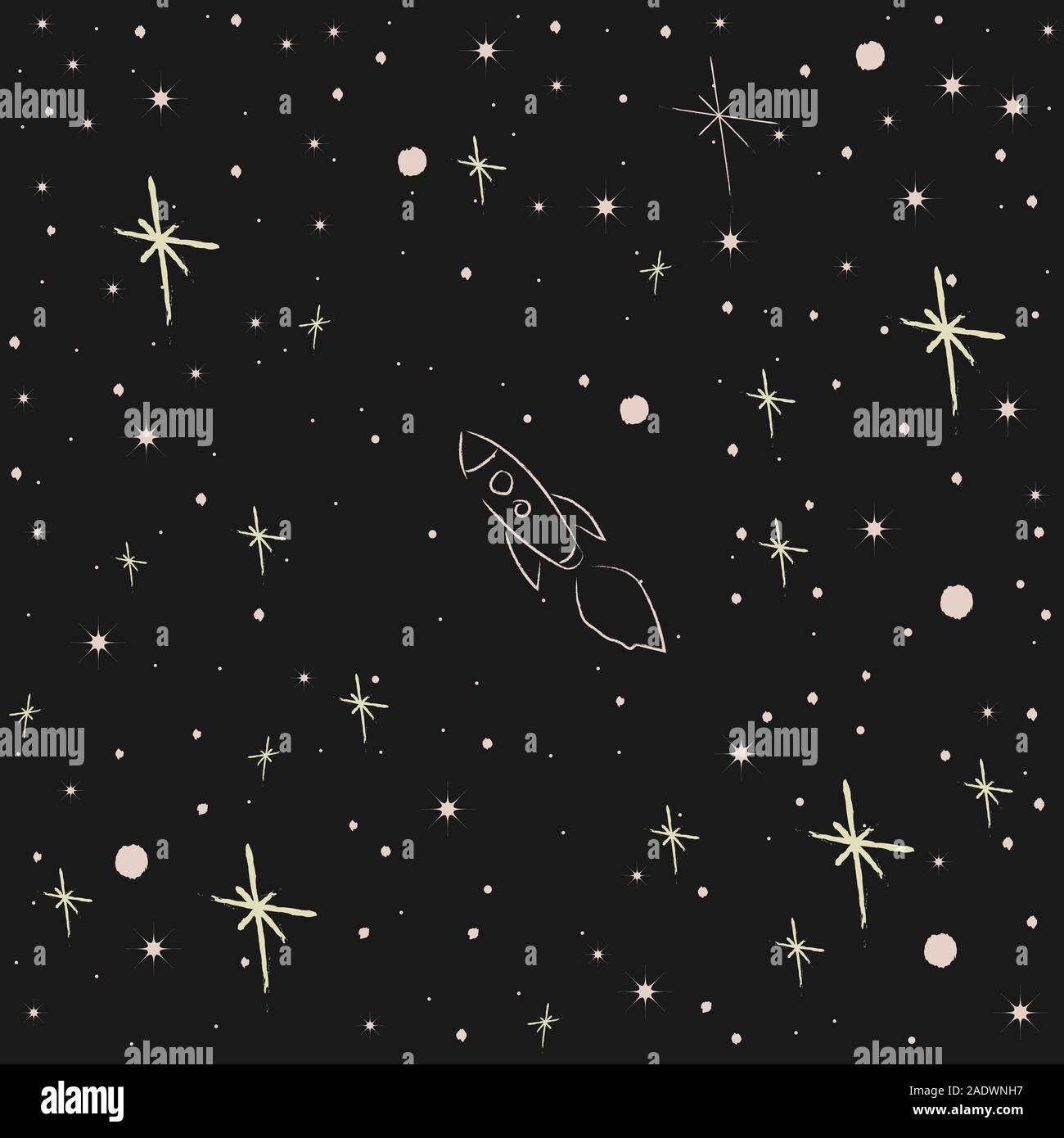 Seamless Pattern with Stars. Cute Cosmic Background Stock Vector
