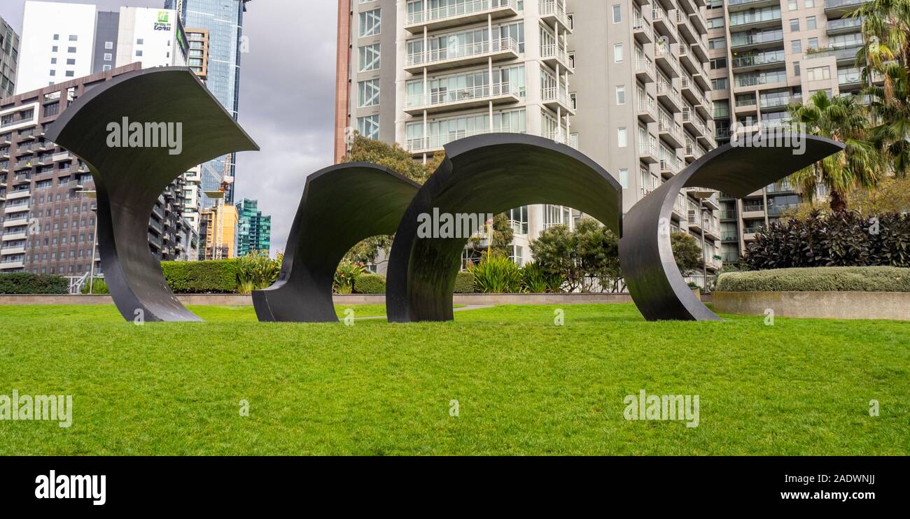 Public art work steel sculpture Forward Surge by Inge King sculptor