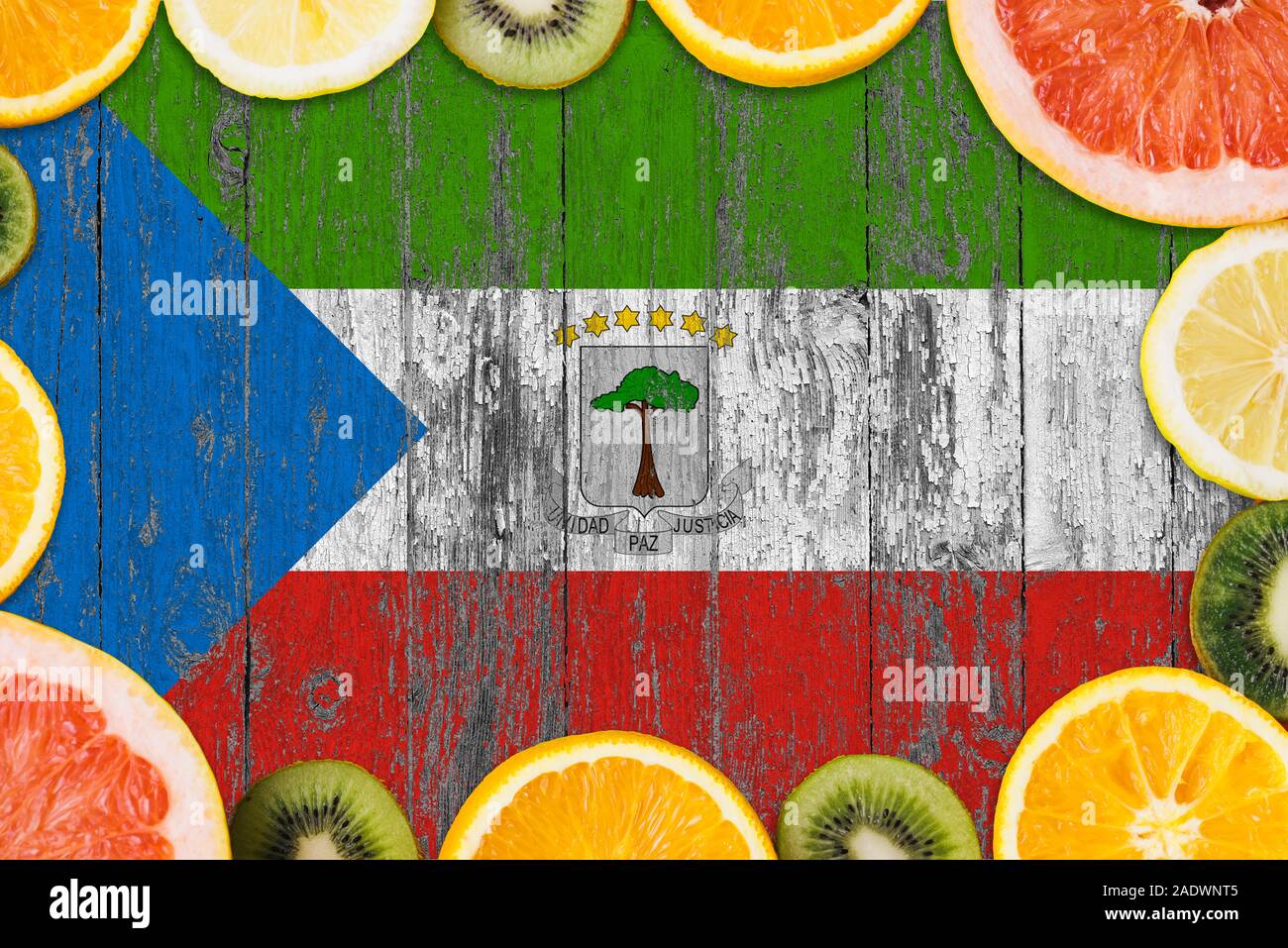 Equatorial Guinea food concept. Fresh fruits from traditional gardens