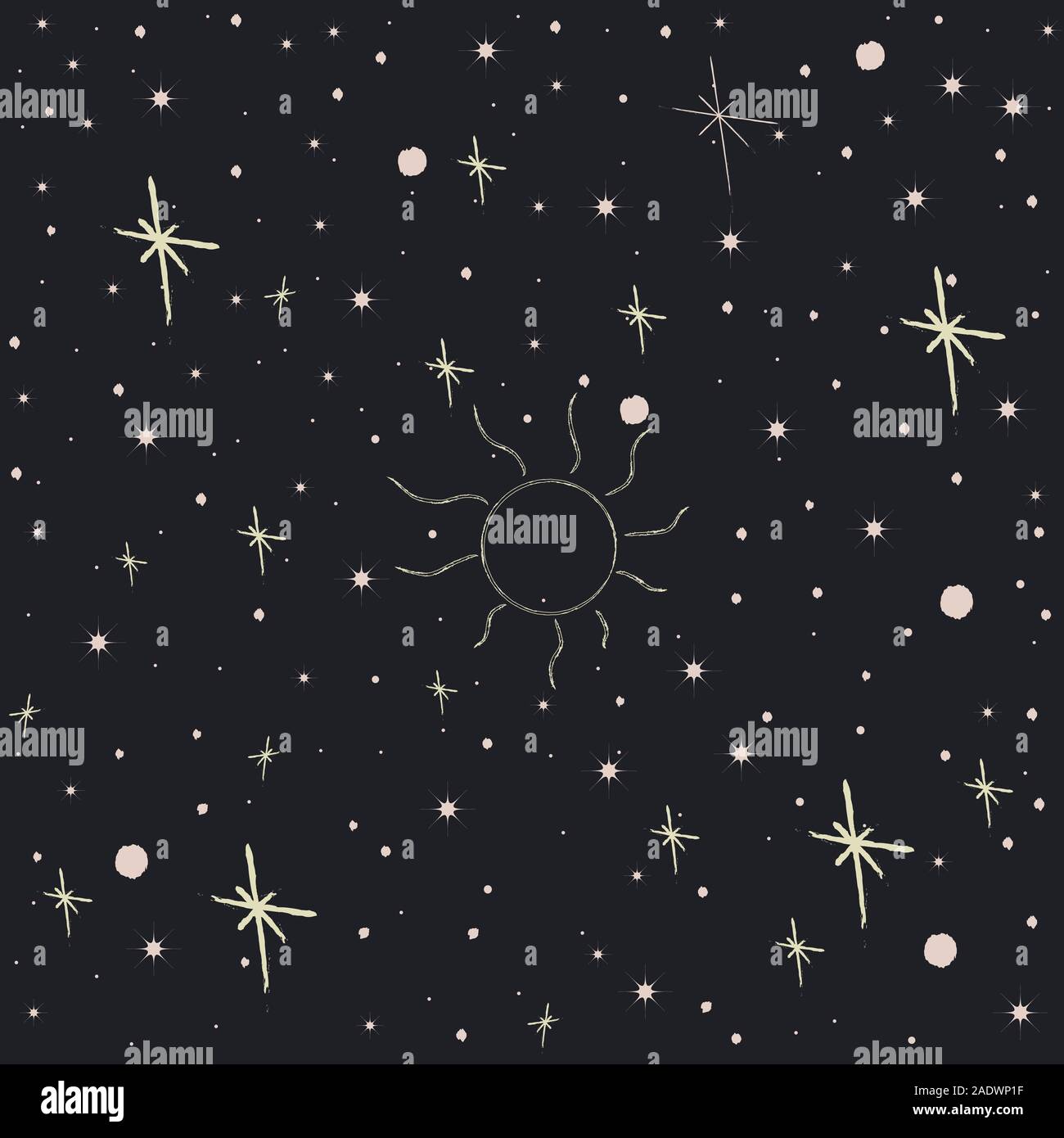 Seamless Pattern with Stars. Cute Cosmic Background. Vector Illustration Stock Vector