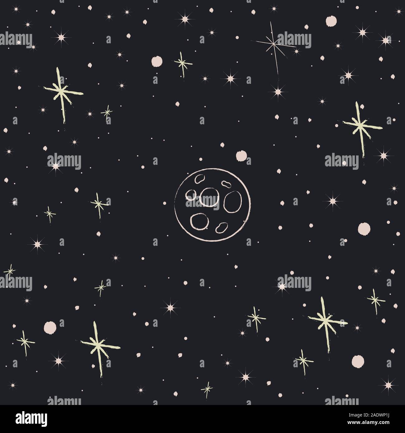 Seamless Pattern with Stars. Cute Cosmic Background. Vector Illustration Stock Vector