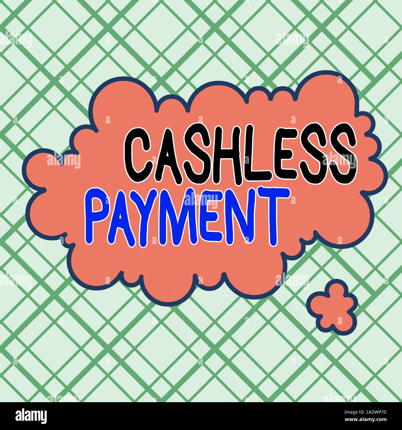 Writing note showing Cashless Payment. Business concept for transaction will be through electronic media or credit card Asymmetrical uneven shaped pat Stock Photo