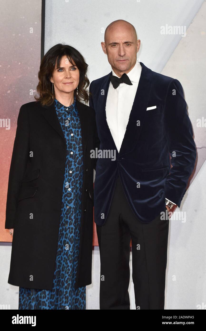 Liza Marshall and Mark Strong attend the World Premiere and Royal Performance of '1917' at Odeon Luxe Leicester Square in London. Stock Photo