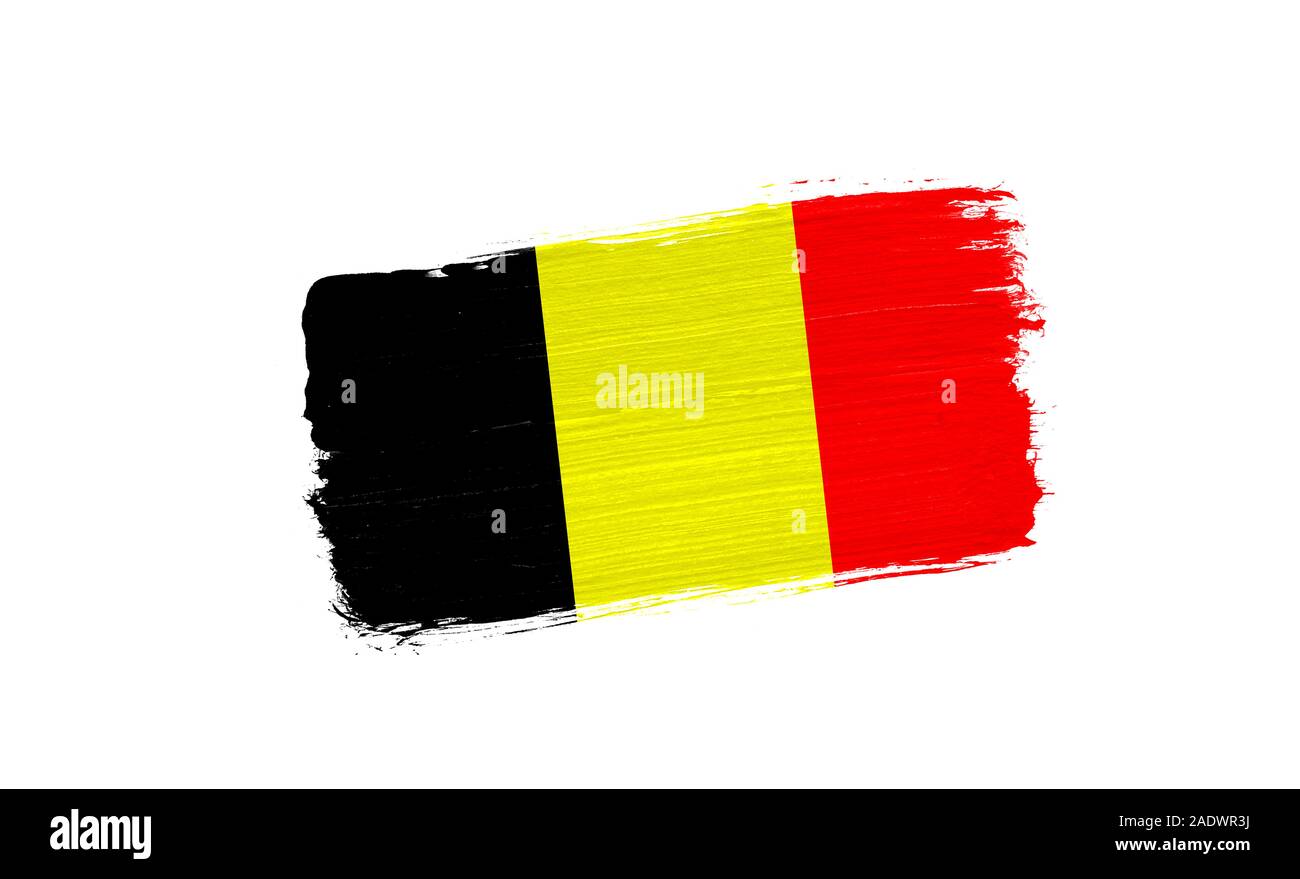 brush painted flag of Belgium isolated on white background Stock Photo ...
