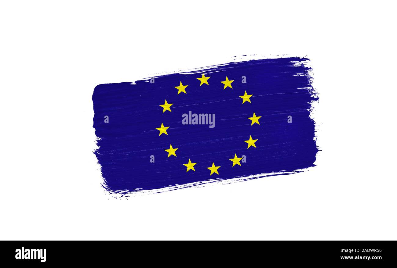 brush painted flag of European Union isolated on white background Stock ...
