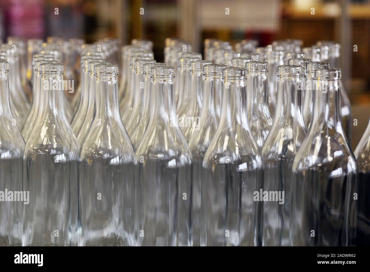 Glass bottles in a factory - France Stock Photo