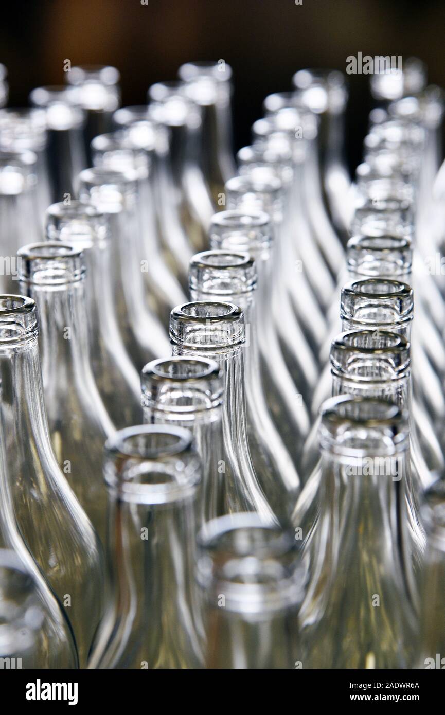 Glass bottles in a factory France Stock Photo Alamy
