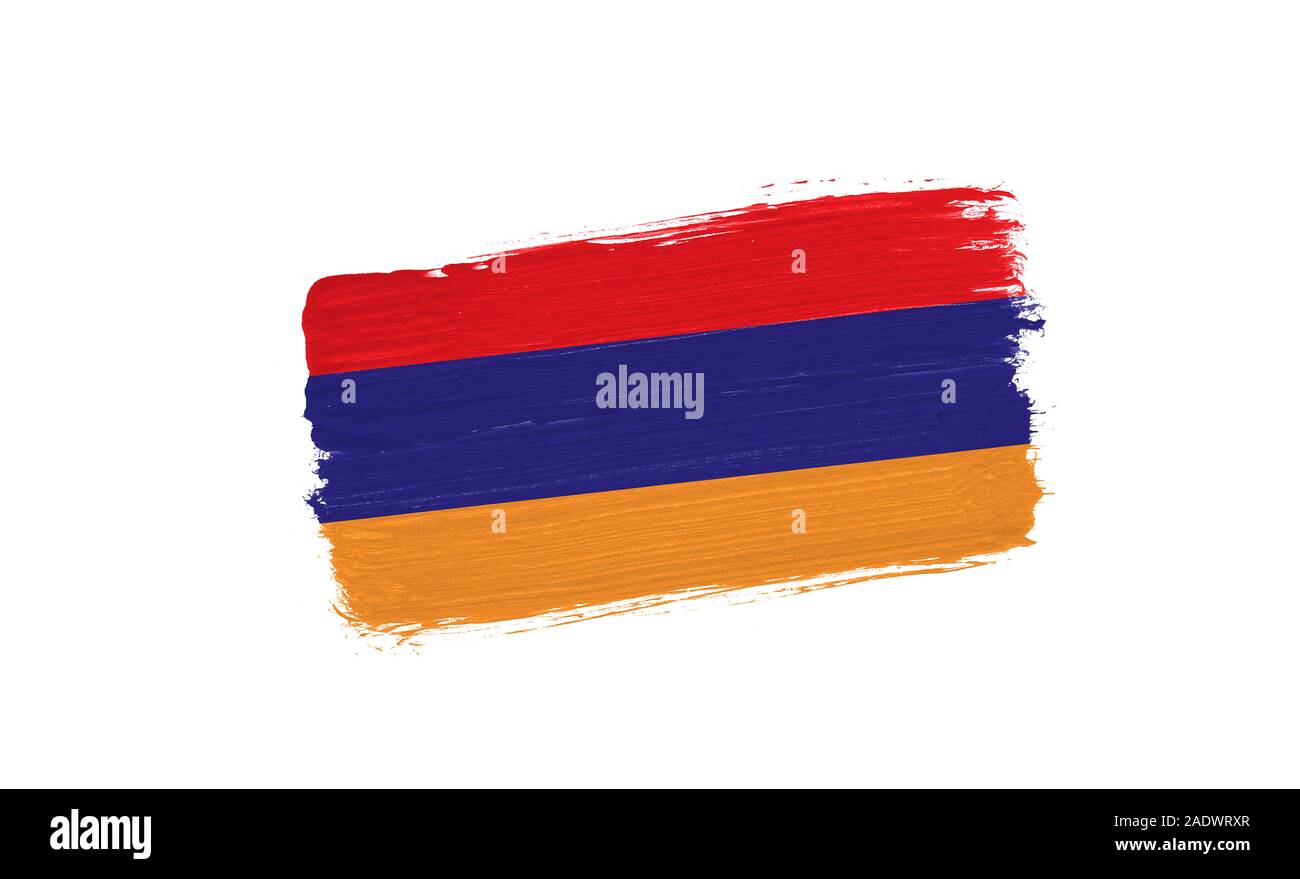 brush painted flag of Armenia isolated on white background Stock Photo ...