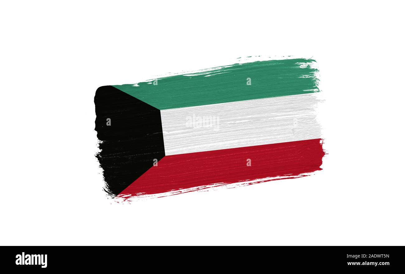 brush painted flag of Kuwait isolated on white background Stock Photo ...