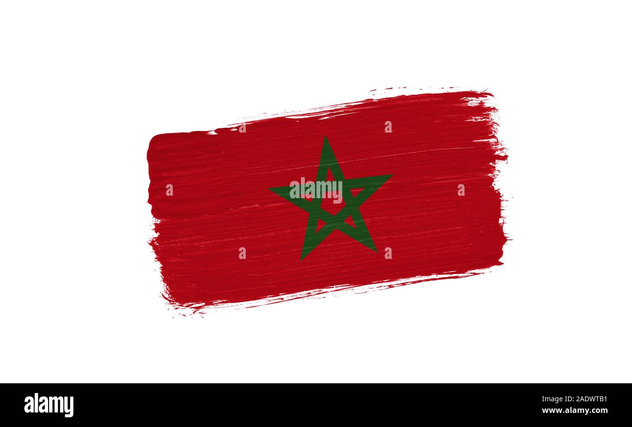 brush painted flag of Morocco isolated on white background Stock Photo ...