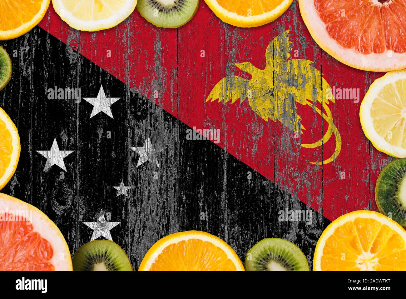 Papua New Guinea food concept. Fresh fruits from traditional gardens