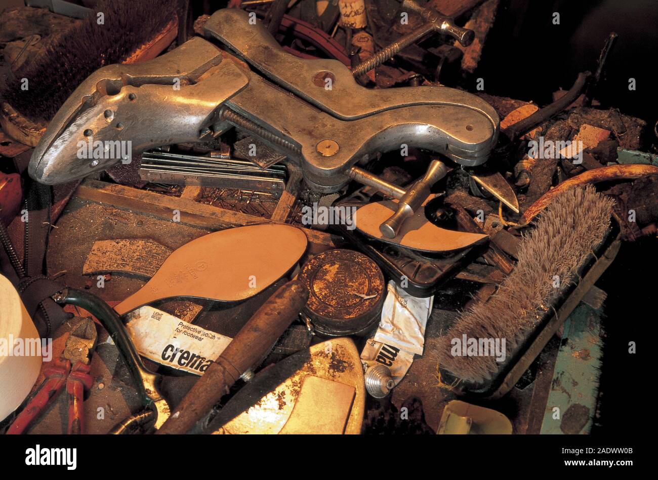 italy, abruzzo, pescina, tools of a shoemaker Stock Photo