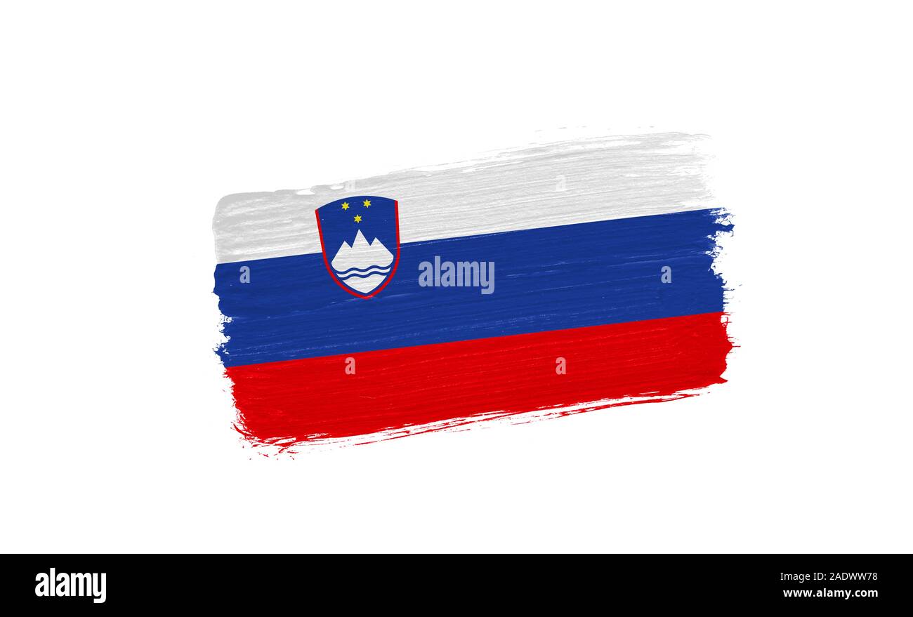 brush painted flag of Slovenia isolated on white background Stock Photo ...
