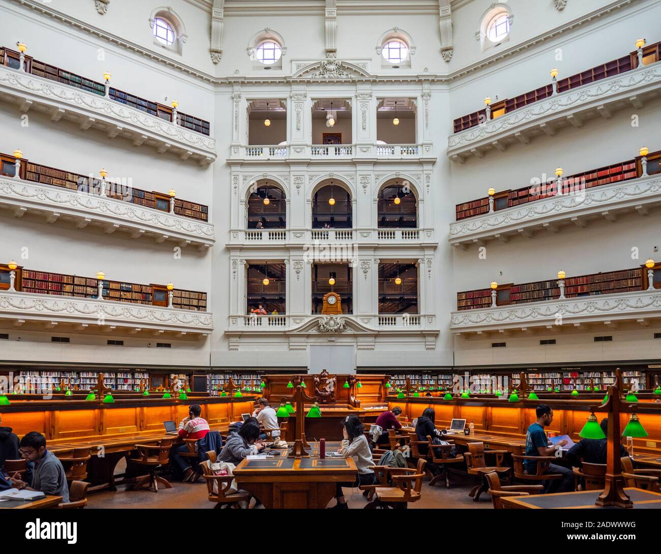 Students studying in the LaTrobe Reading Room in State Library of Victoria Melbourne Australia