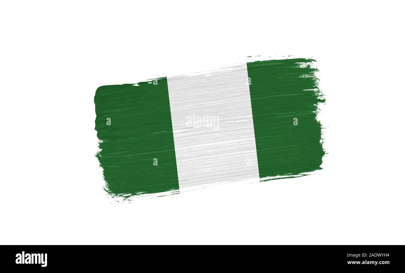 brush painted flag of Nigeria isolated on white background Stock Photo ...