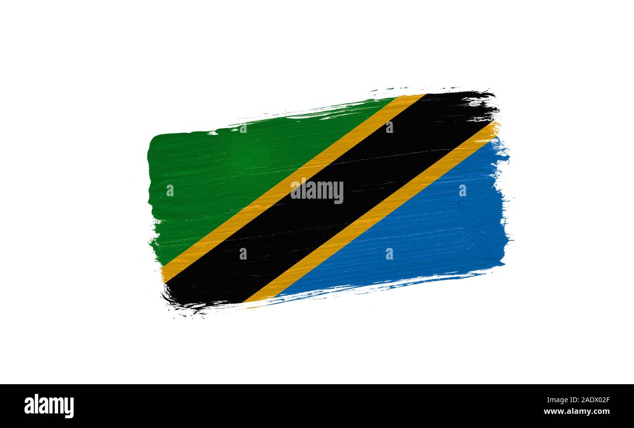 brush painted flag of Tanzania isolated on white background Stock Photo ...