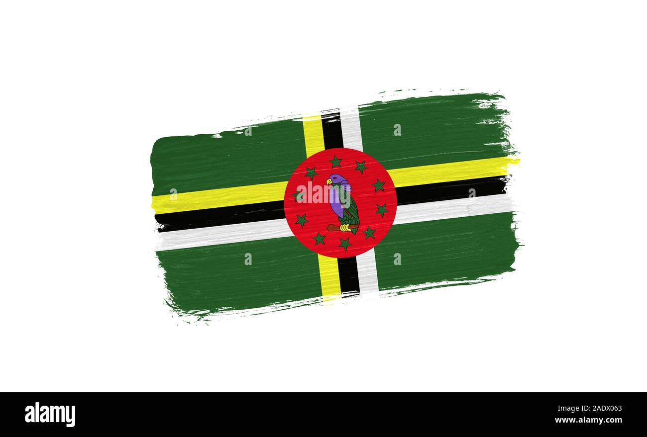 brush painted flag of Dominica isolated on white background Stock Photo ...