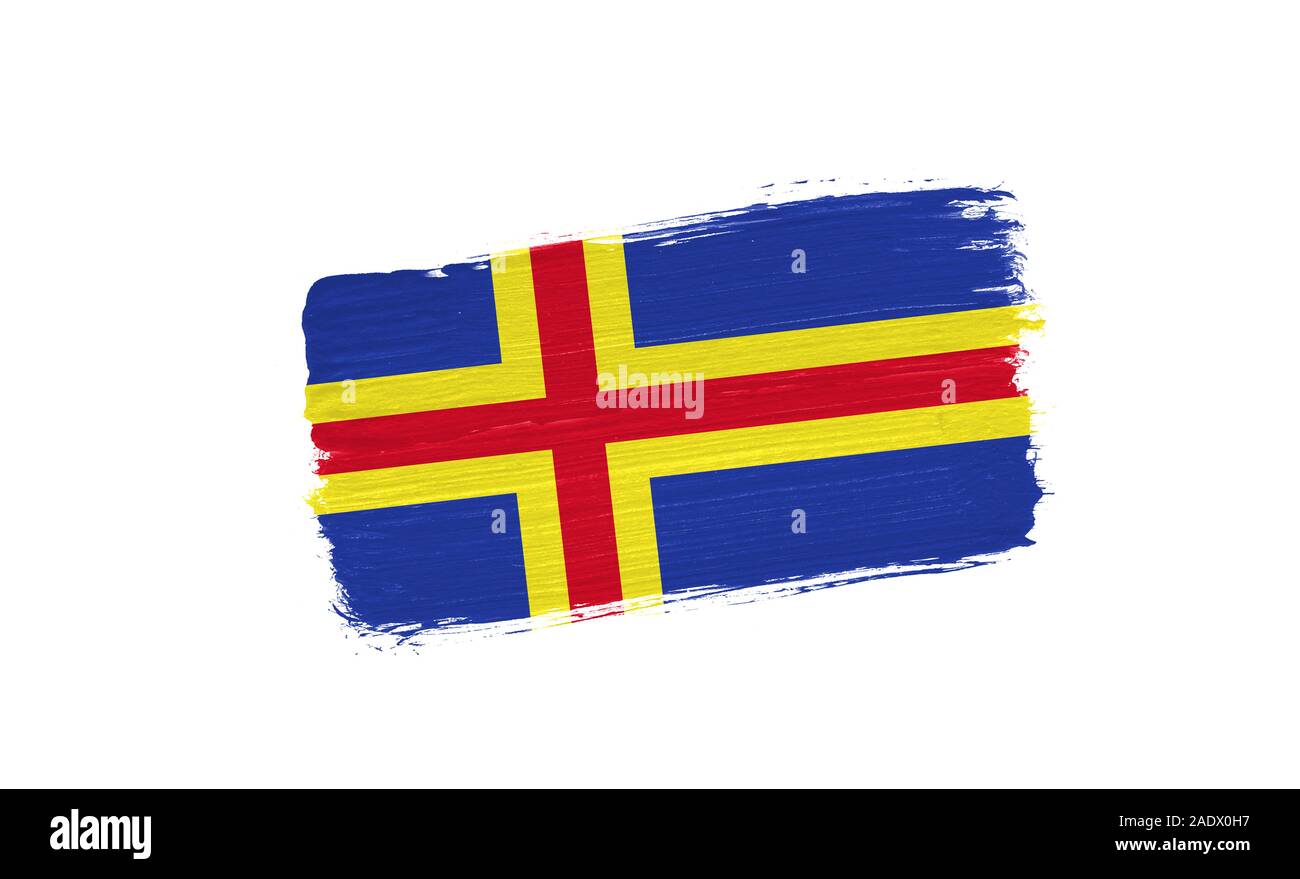 brush painted flag of Aland isolated on white background Stock Photo ...