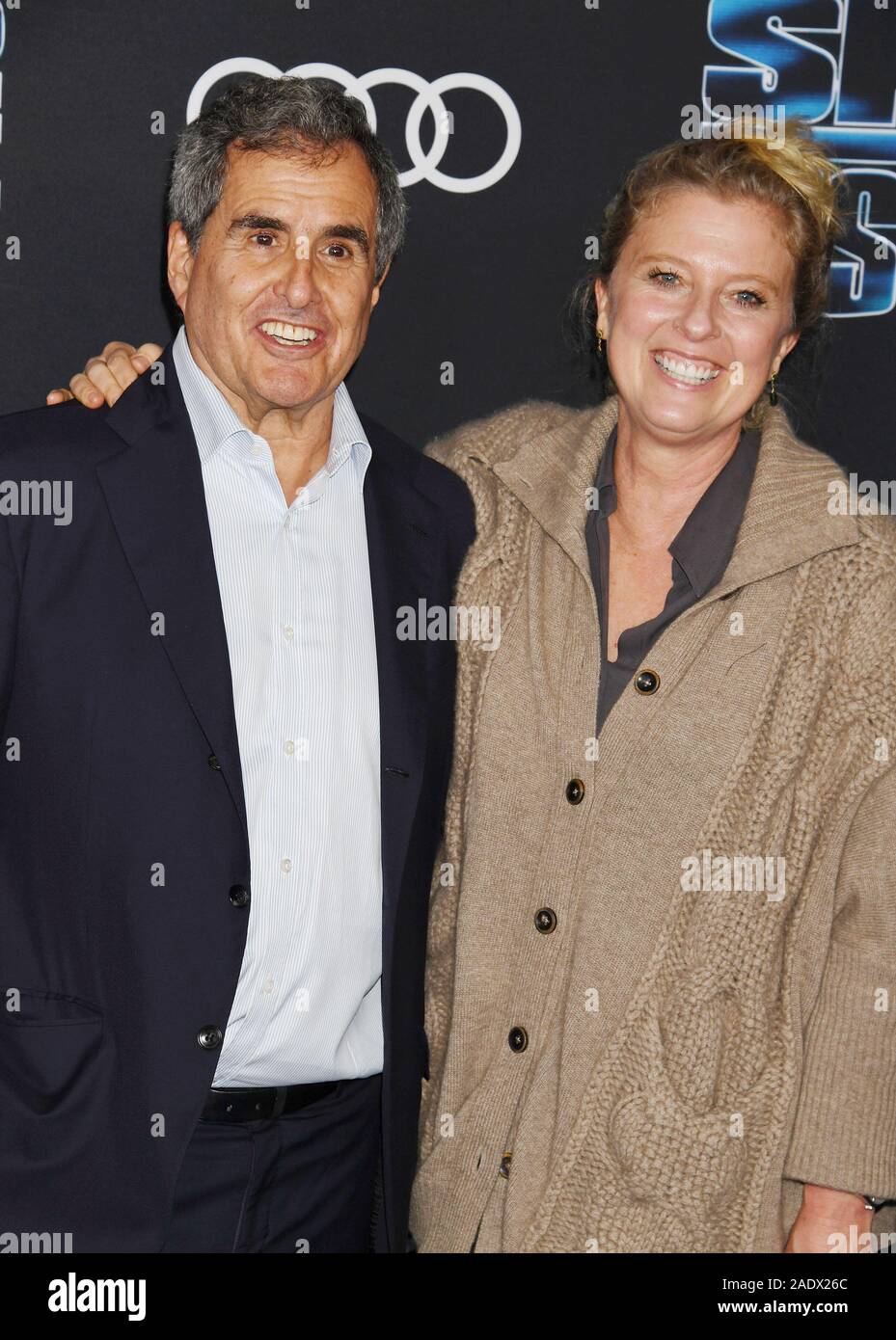 HOLLYWOOD, CA - DECEMBER 04: Producers Peter Chernin (L) and Jenno Topping attend the premiere of 20th Century Fox's 'Spies In Disguise' at El Capitan Theatre on December 04, 2019 in Los Angeles, California. Stock Photo