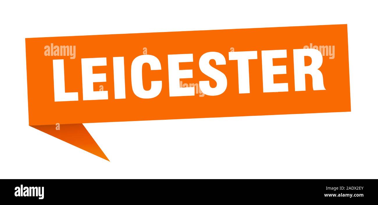 Leicester sticker. Orange Leicester signpost pointer sign Stock Vector