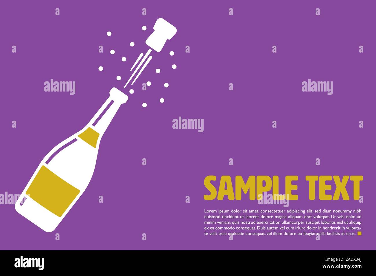 Graphic vector template with exploding champagne bottle and sample text ...