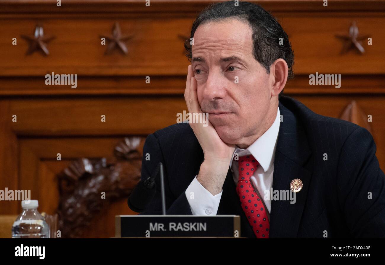 December 4, 2019, Washington, District of Columbia, USA: United States Representative Jamie Raskin (Democrat of Maryland) attends a US House Judiciary Committee hearing on the impeachment of US President Donald Trump on Capitol Hill in Washington, DC, December 4, 2019  (Credit Image: © Saul Loeb/CNP via ZUMA Wire) Stock Photo