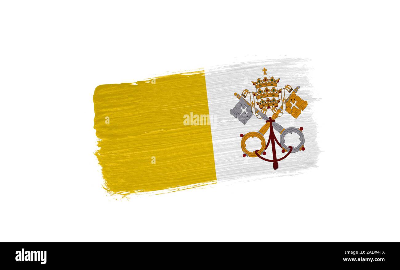 brush painted flag of Vatican city Holy see isolated on white background Stock Photo