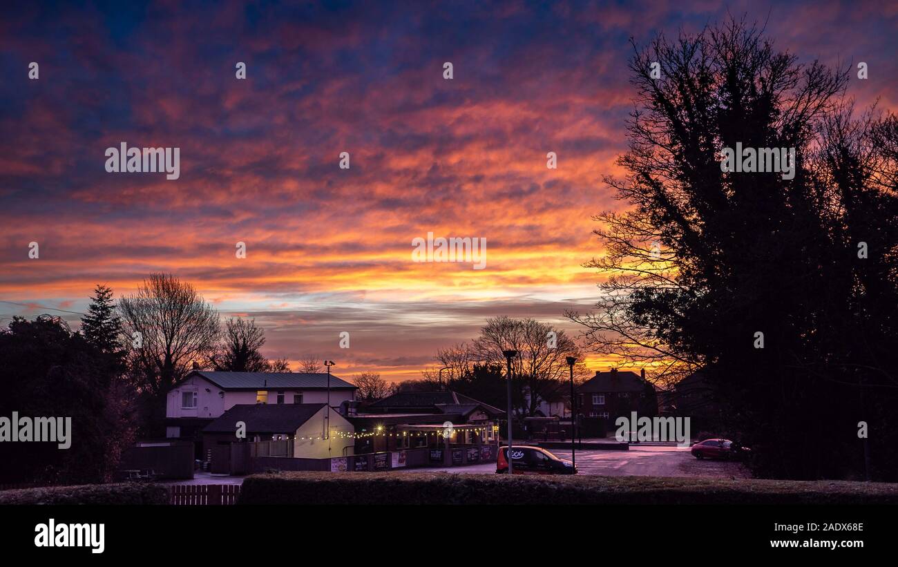 Dawn over North Anston, Sheffield, South Yorkshire, United Kingdom. Stock Photo