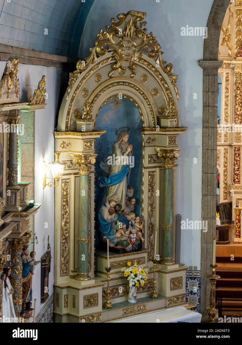 Statue of the sacred heart of Jesus at the Igreja Matriz de Santa Maria church in Manteigas, Serra da Estrela, Portugal, Europe Stock Photo