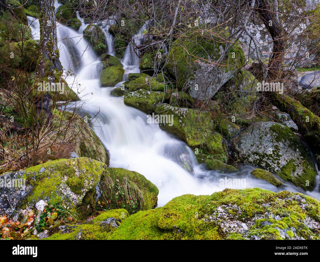 Waterfall at the Serra da Estrela mountain in Portugal, Europe Stock Photo