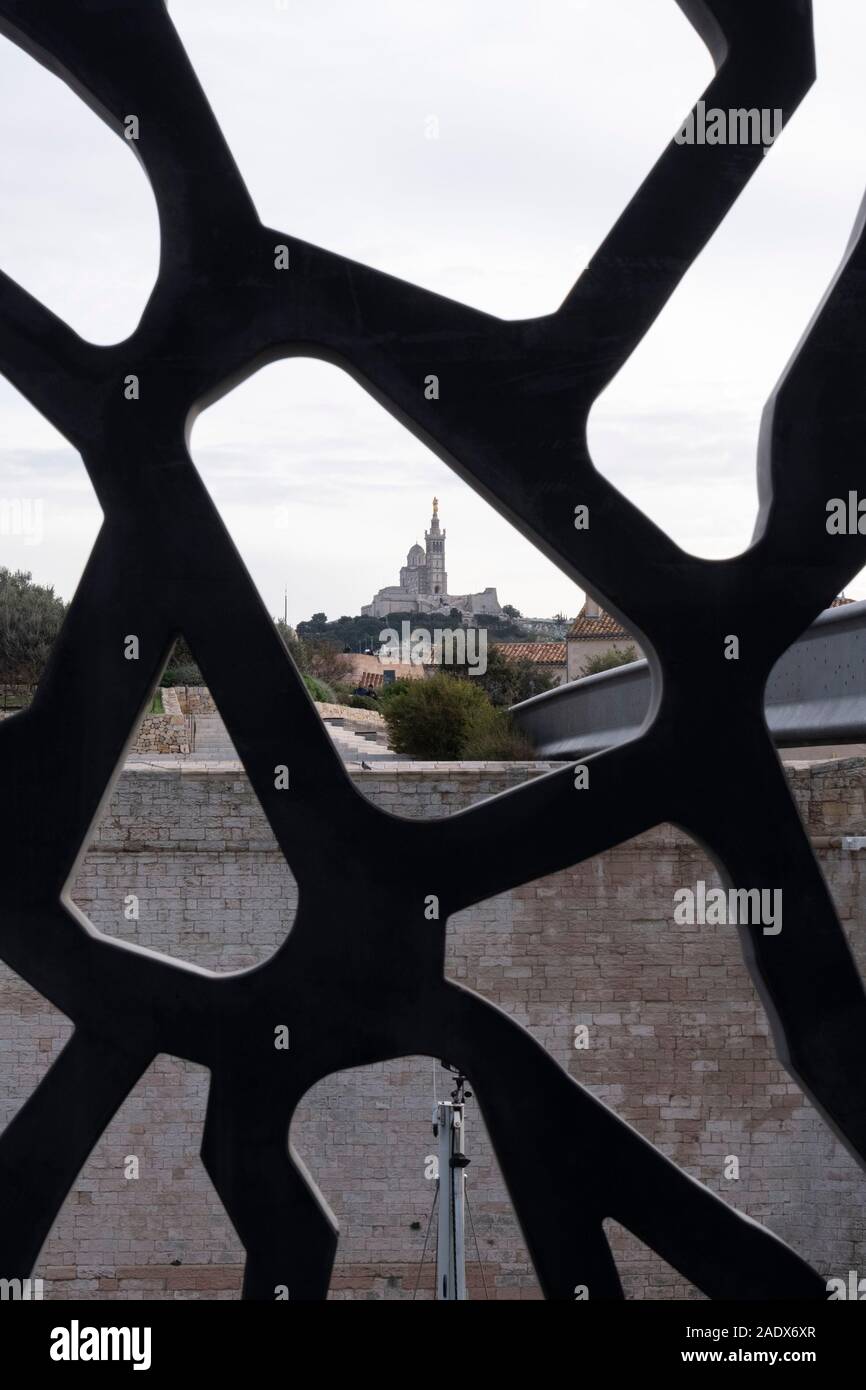 Mucem Structural Element The Notre-Dame de la Garde Basilica as seen through the external steel ...