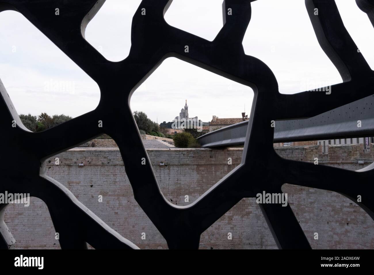 Mucem Structural Element The Notre-Dame de la Garde Basilica as seen through the external steel ...