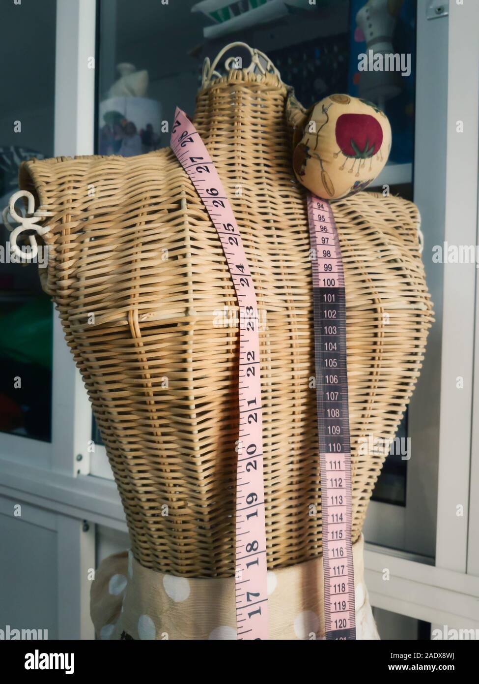 Vintage style mannequin in a dressmaker's sewing workshop Stock Photo ...