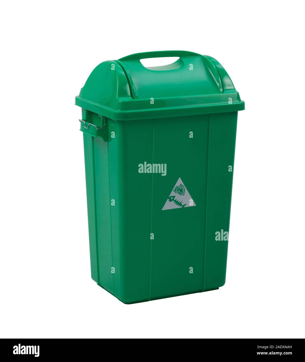green trash bin for organic garbage isolated on white background Stock Photo