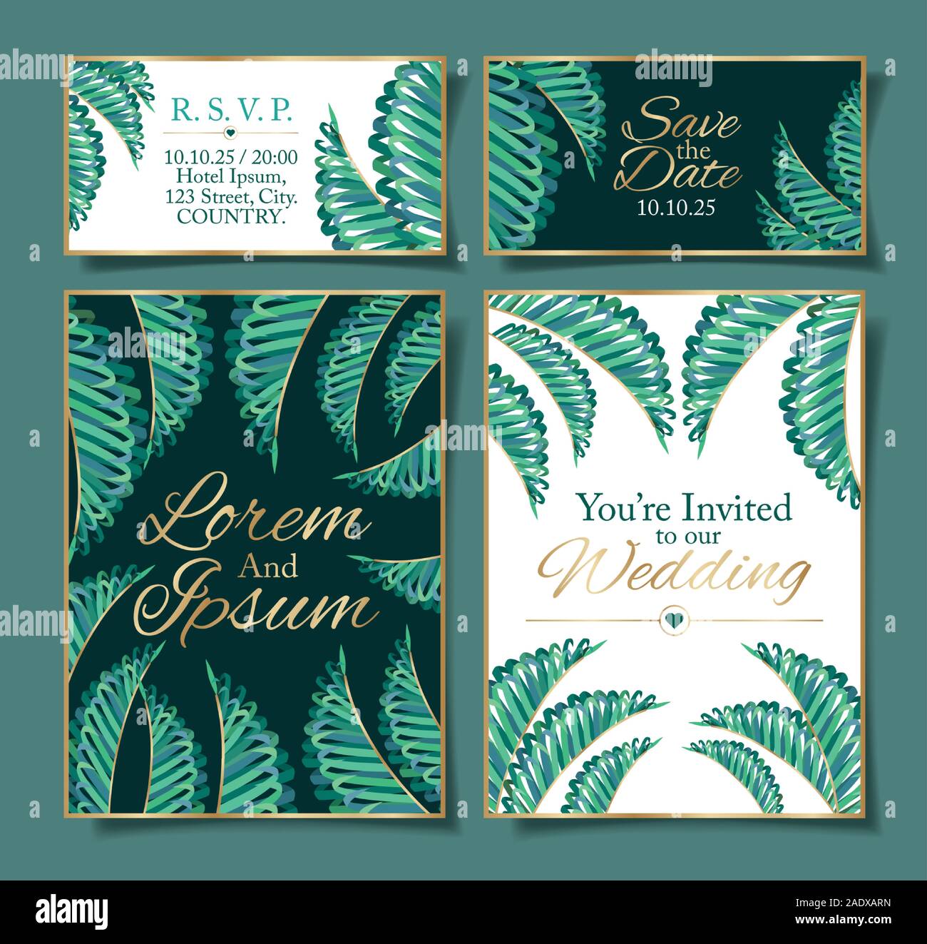 set of Wedding invitation cards vector design Stock Vector Image & Art ...